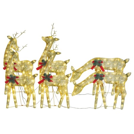 vidaXL Renne di Natale 6 pz Oro Bianco Caldo Rete