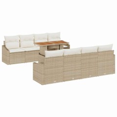 vidaXL Set da Pranzo da Giardino 9 Pezzi con Cuscini Beige