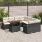 vidaXL Set da pranzo da giardino in 9 pezzi con cuscini in poly rattan e legno di acacia neri