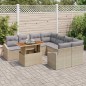 vidaXL Set di Mobili da Giardino da 9 Pezzi con Cuscini in Rattan Sintetico Beige e Acacia