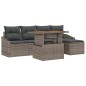 vidaXL Set da pranzo da giardino in 6 pezzi con cuscini grigi in polyrattan e acacia
