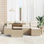 vidaXL Set da Pranzo da Giardino con 6 Pezzi e Cuscini Beige in Rattan Sintetico e Acacia