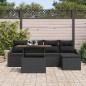 vidaXL Set da pranzo per il giardino di 6 pezzi con cuscini in rattan nero e poliestere
