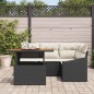 vidaXL Set da Pranzo da Giardino 5 Pezzi con Cuscini in Rattan Sintetico Nero e Acacia