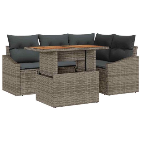 vidaXL Set da Pranzo da Giardino 5 Pezzi con Cuscini Grigio in Rattan