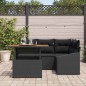 vidaXL Set da Pranzo da Giardino 5 Pezzi con Cuscini - Rattan Polietilene Nero e Acacia vidaXL Set da Pranzo da Giardino 5 Pezzi con Cuscini - Rattan Polietilene Nero e Acacia