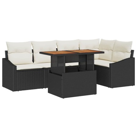 vidaXL Set da pranzo da giardino 6 pezzi con cuscini in rattan nero e acacia