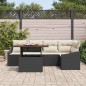 vidaXL Set da pranzo da giardino 6 pezzi con cuscini in rattan nero e acacia