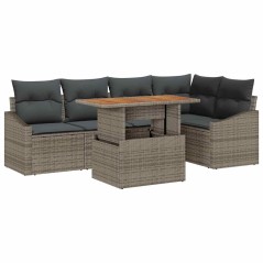 vidaXL Set da Pranzo da Giardino 6 Pezzi con Cuscini Grigi in Rattan Sintetico e Acacia