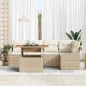 vidaXL Set Giardino 6 Pezzi con Cuscini Beige in Rattan Sintetico e Acacia