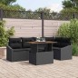 vidaXL Set da Pranzo da Giardino 6 Pezzi con Cuscini in Polyrattan Nero e Acacia