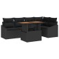 vidaXL Set da Pranzo da Giardino 6 Pezzi con Cuscini in Polyrattan Nero e Acacia