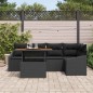 vidaXL Set da Pranzo da Giardino 6 Pezzi con Cuscini in Polyrattan Nero e Acacia