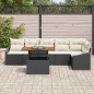 vidaXL Set da Pranzo da Giardino 7 Pezzi con Cuscini in Rattan Nero e Acacia