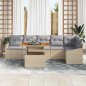 vidaXL Set da pranzo da giardino 7 pezzi con cuscini beige e legno di acacia vidaXL Set da pranzo da giardino 7 pezzi con cuscini beige e legno di acacia