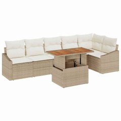 vidaXL Set da Pranzo per Giardino da 7 pezzi con cuscini beige