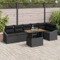 vidaXL Set da Pranzo Giardino 7 Pezzi con Cuscini in Rattan Plastico Nero e Legno di Acacia
