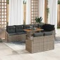 vidaXL Set da pranzo da giardino da 9 pezzi con cuscini in polyrattan grigio e acacia