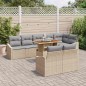 vidaXL Set pranzo giardino 9 pezzi con cuscini beige in rattan sintetico e acacia
