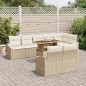 vidaXL Set da pranzo da giardino 9 pezzi con cuscini beige in rattan sintetico e acacia