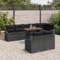 vidaXL Set da Pranzo da Giardino 9 Pezzi con Cuscini in Rattan Sintetico Nero e Acacia