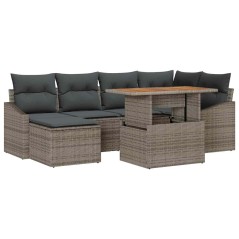 vidaXL Set da Pranzo per Giardino 7 Pezzi con Cuscini in Rattan Grigio e Acacia.