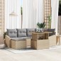 vidaXL Set da Pranzo per il Giardino in 7 Pezzi con Cuscini Beige in Rattan Sintetico e Acacia