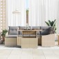 vidaXL Set da Pranzo per il Giardino in 7 Pezzi con Cuscini Beige in Rattan Sintetico e Acacia