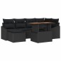 vidaXL Set da Pranzo da Giardino 7 Pezzi con Cuscini in Rattan Nero e Tavolo in Acacia
