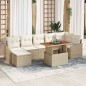 vidaXL Set da Pranzo da Giardino 8 Pezzi con Cuscini Beige in Rattan Sintetico e Acacia
