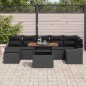 vidaXL Set da pranzo per esterni 8 pezzi con cuscini in rattan sintetico nero e acacia