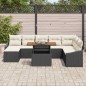 vidaXL Set da pranzo da giardino 9 pezzi con cuscini in rattan plastica nera e legno di acacia. vidaXL Set da pranzo da giardino 9 pezzi con cuscini in rattan plastica nera e legno di acacia.