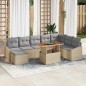 vidaXL Set da Pranzo da Giardino di 9 Pezzi con Cuscini Beige in Rattan Sintetico e Acacia