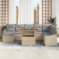 vidaXL Set da Pranzo da Giardino di 9 Pezzi con Cuscini Beige in Rattan Sintetico e Acacia