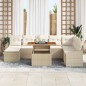 vidaXL Set da Pranzo da Giardino 9 Pezzi con Cuscini Beige in Polyrattan e Acacia