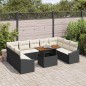 vidaXL Set da Pranzo da Giardino con 10 Pezzi e Cuscini Neri in Rattan Sintetico Acacia