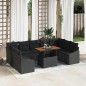 vidaXL Set da Pranzo da Giardino in 10 Pezzi con Cuscini, Rattan Sintetico Nero, Acacia vidaXL Set da Pranzo da Giardino in 10 Pezzi con Cuscini, Rattan Sintetico Nero, Acacia