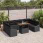 vidaXL Set da Pranzo da Giardino in 10 Pezzi con Cuscini, Rattan Sintetico Nero, Acacia vidaXL Set da Pranzo da Giardino in 10 Pezzi con Cuscini, Rattan Sintetico Nero, Acacia