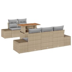 vidaXL Set da pranzo da giardino 6 pezzi con cuscini beige in rattan sintetico e legno di acacia