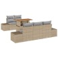 vidaXL Set da pranzo da giardino 6 pezzi con cuscini beige in rattan sintetico e legno di acacia