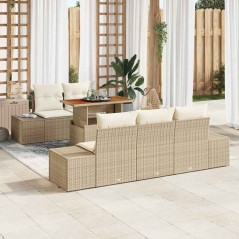 vidaXL Set da Pranzo da Giardino in 6 Pezzi con Cuscini Beige.