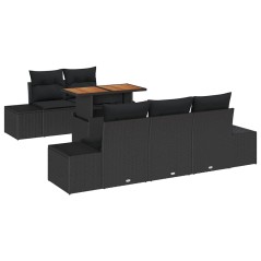 vidaXL Set da Pranzo da Giardino 6 Pezzi con Cuscini in Rattan Sintetico Nero e Acacia