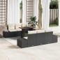 vidaXL Set da Pranzo per il Giardino in 7 Pezzi con Cuscini in Rattan Nero e Polipropilene Acacia.