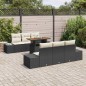 vidaXL Set da Pranzo per il Giardino in 7 Pezzi con Cuscini in Rattan Nero e Polipropilene Acacia.