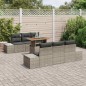 vidaXL Set da Pranzo da Giardino 7 Pezzi con Cuscini Grigi in Polirattan e Acacia