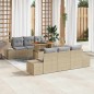 vidaXL Set da Pranzo da Giardino 7 Pezzi con Cuscini in Rattan Sintetico Beige e Acacia