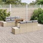 vidaXL Set da Pranzo da Giardino 7 Pezzi con Cuscini in Rattan Sintetico Beige e Acacia