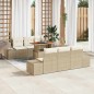 vidaXL Set da pranzo da giardino in 7 pezzi con cuscini beige in rattan plastico e acacia.