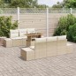 vidaXL Set da pranzo da giardino in 7 pezzi con cuscini beige in rattan plastico e acacia.