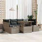 vidaXL Set da Pranzo da Giardino 7 Pezzi con Cuscini Grigio in Rattan Sintetico